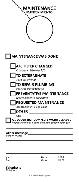 Maintenance Door Hanger Tags - Bilingual English and Spanish for Property Management Rentals Airbnb (50 Pack)
