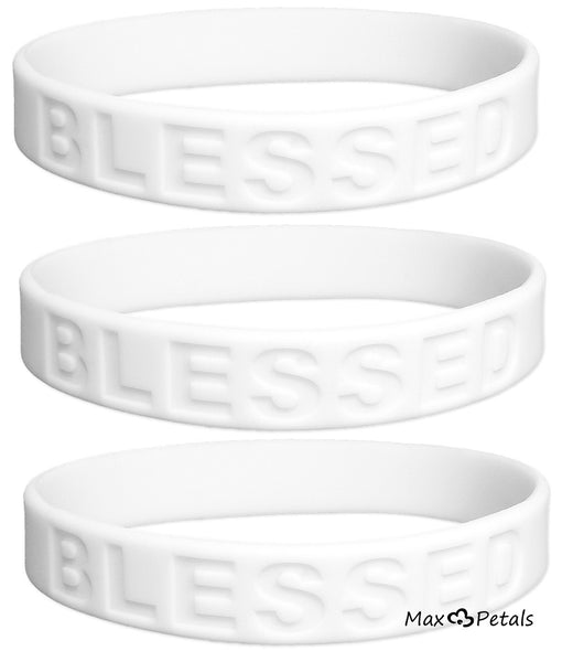 3 Pack - BLESSED Religious Symbol Silicone Bracelet Wristbands