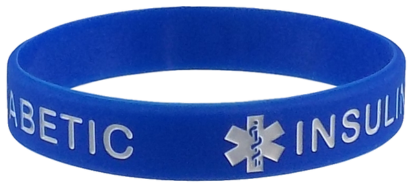 100 PACK "TYPE 1 DIABETIC" Medical Alert ID Silicone Bracelet Wristbands ADULT SIZE (8 Inches)