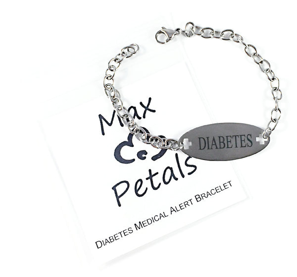 Diabetes Medical Alert ID Identification Bracelet with 9" Chain