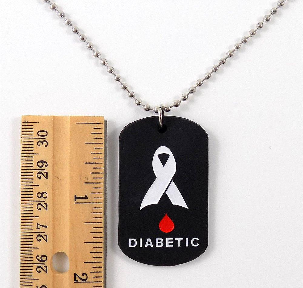 2 Pack - Diabetes Medical Alert Silicone Dog Tag Necklaces Red and Black
