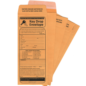 Night Drop Key Envelopes for Auto Repair Shops (Self Adhesive)