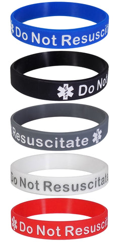 DO NOT RESUSCITATE Medical Alert ID Silicone Bracelet Wristbands