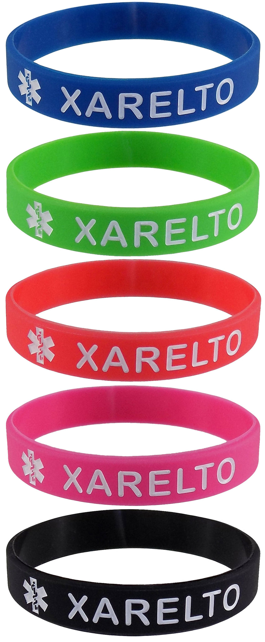 5 Pack - "XARELTO" Silicone Bracelet Wristbands
