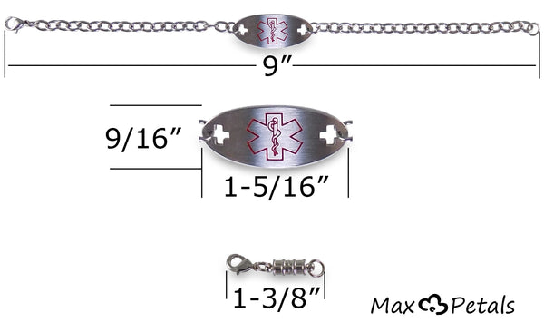 NUT ALLERGY Medical Alert ID Stainless Steel Identification Bracelet with 9 Inch Chain