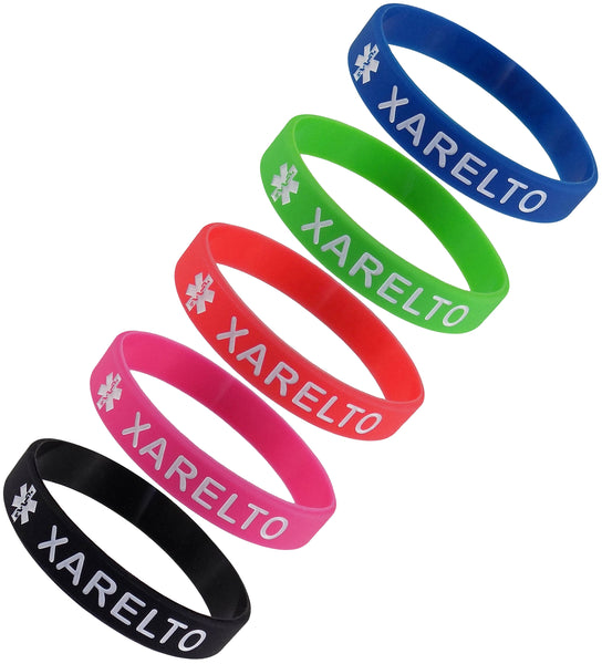 5 Pack - "XARELTO" Silicone Bracelet Wristbands