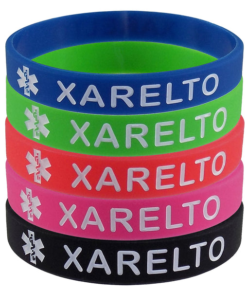 5 Pack - "XARELTO" Silicone Bracelet Wristbands