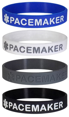 "PACEMAKER" Medical Alert ID Silicone Bracelet Wristbands 4 Pack