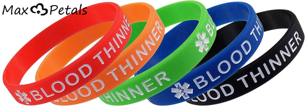 5 Pack - "BLOOD THINNER" Silicone Bracelet Wristbands