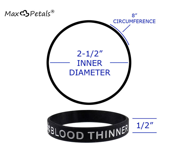 "BLOOD THINNER" Medical Alert ID Silicone Bracelet Wristbands 4 Pack