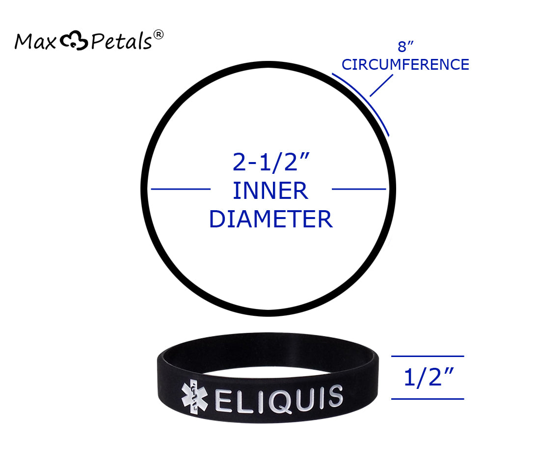 ELIQUIS Medical Alert ID Silicone Bracelet Wristbands 4 Pack