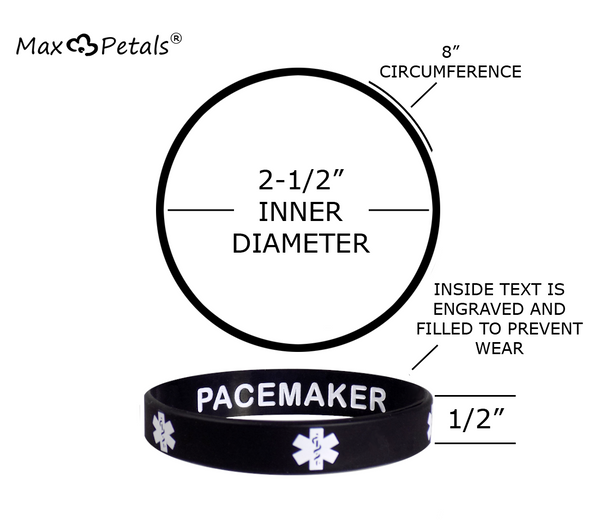 PACEMAKER Medical Alert ID Privacy Enhanced Silicone Bracelets Wristbands 5 Pack