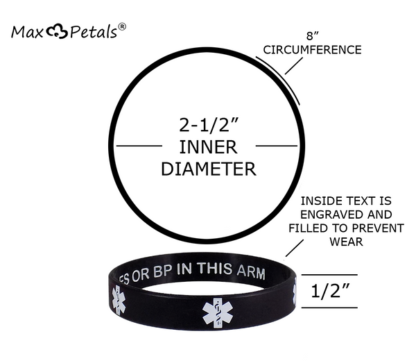 Lymphedema Alert NO NEEDLES OR BP IN THIS ARM Medical Alert ID Privacy Enhanced Wristbands 5 Pack