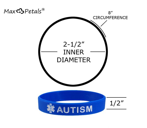"AUTISM - MIGHT NOT RESPOND" Medical Alert ID Adult Size Silicone Bracelet Wristbands