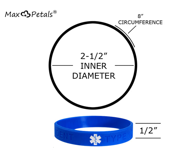 Type 1 Diabetic Insulin Dependent Medical Alert ID Privacy Silicone Bracelets Wristbands 5 Pack Standard Colors