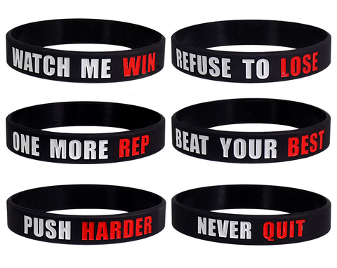 Work Out 6 Pack Inspirational Motivational Wristbands for Athletes