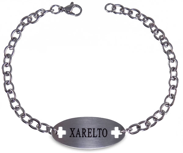 Xarelto Medical Alert ID Stainless Steel Identification Bracelet with 9 Inch Chain
